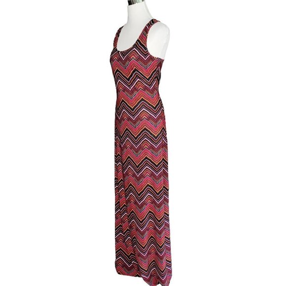 J & K Retro Zig Zag Racerback Sleeveless Long Maxi Length Tank Dress Size Medium - Picture 5 of 8